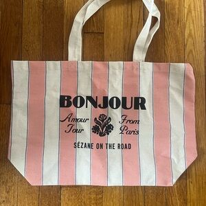 SEZANE Pink and Cream Tote
